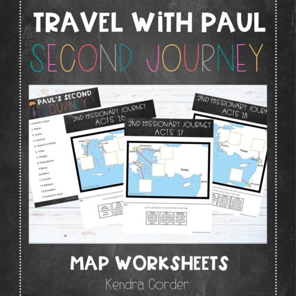 Map Paul's Second Missionary Journey Worksheets