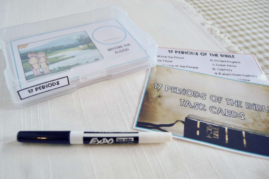 17 Periods of the Bible Task Cards Product and Photo Box