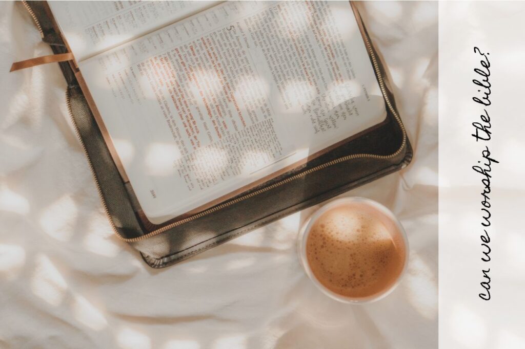Open Bible with a cup of coffee for spiritual reflection.